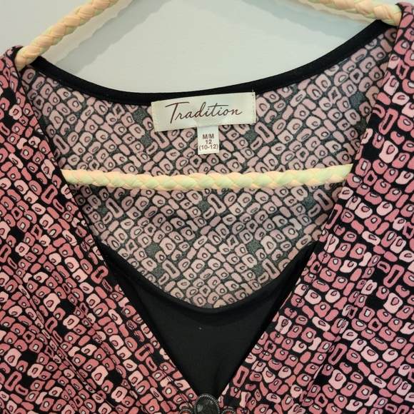 Tradition Overblouse In Pretty Burnt Orange & Black Pattern SS Airy Light In Med - Picture 3 of 12